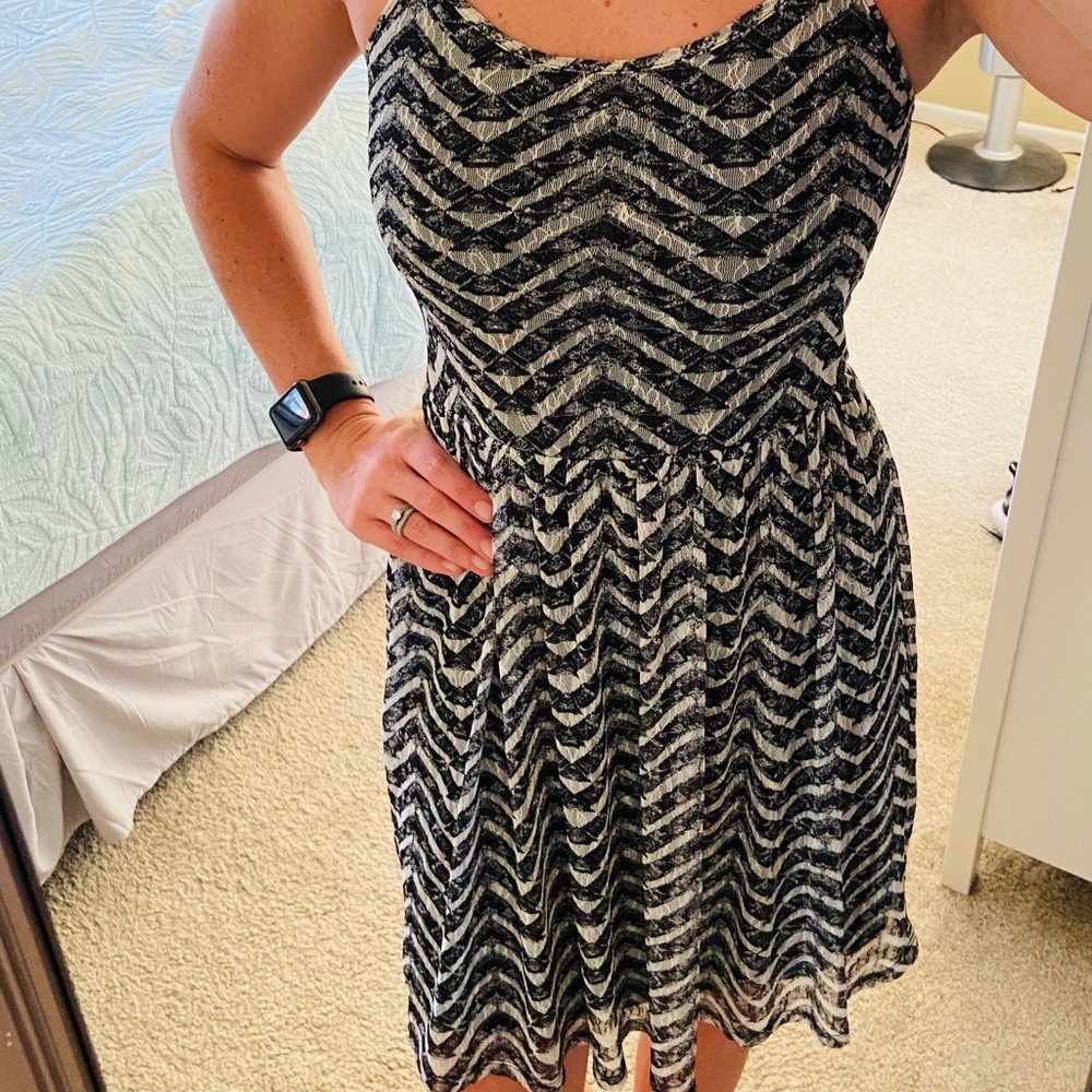 Black and white lace skater dress